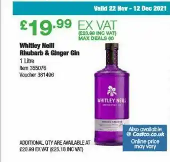 Costco Whitley Neill Rhurbarb & Ginger Gin offer