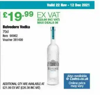 Costco Belvedere Vodka offer