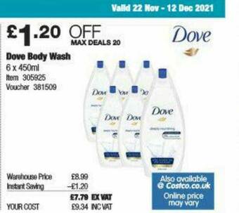 Costco Dove Body Wash offer