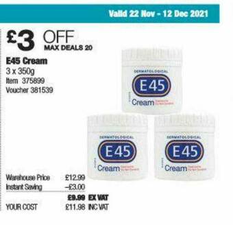 Costco E45 Cream offer