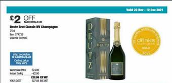 Costco Deutz Brut Classic Nv Champagne offer