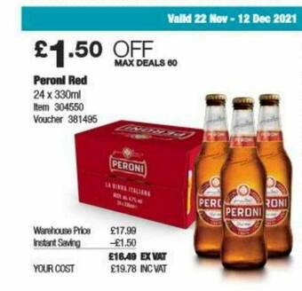 Costco Peroni Red offer