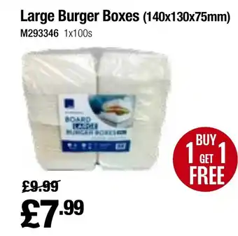 Booker Wholesale Large Burger Boxes (140x130x75mm) offer