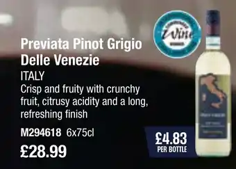 Booker Wholesale Previata Pinot Grigio Delle Venezie ITALY offer