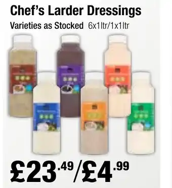 Booker Wholesale Chef's Larder Dressings offer