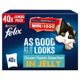 Asda Felix As Good As it Looks Ocean Feasts Wet Cat Food 40x85g offer