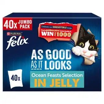 Asda Felix As Good As it Looks Ocean Feasts Wet Cat Food 40x85g offer