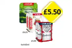 Londis Thatchers Haze, Stella Artois, Budweiser offer