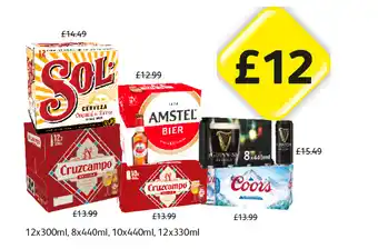 Londis Sol, Cruzcampo, Amstel, Guinness, Coors offer