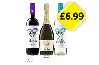 Londis I Heart Wine Shiraz, Bubbly, Pinot Grigio offer