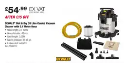 Costco DEWALTⓇ Wet & Dry 38 Litre Corded Vacuum Cleaner with 2.1 Metre Hose offer