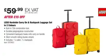 Costco LEGO Hardside Carry On & Backpack Luggage Set in 2 Colours offer