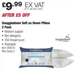 Costco Snuggledown Soft as Down Pillow offer