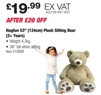 Costco Hugfun 53" (134cm) Plush Sitting Bear offer