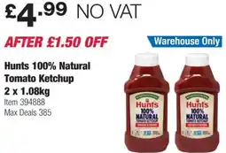 Costco Hunts 100% Natural Tomato Ketchup offer