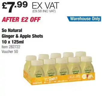 Costco So Natural Ginger & Apple Shots offer