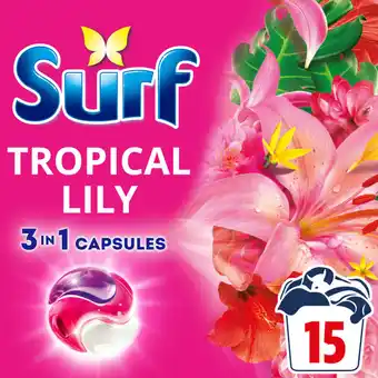 Asda Surf 3 in 1 Laundry Washing Detergent Capsules Tropical Lily 15 washes offer