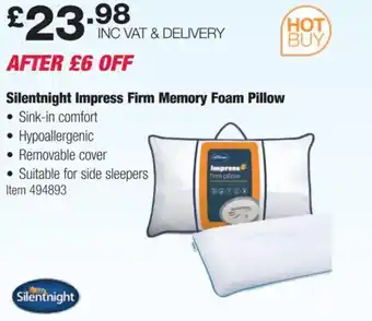 Costco Silentnight Impress Firm Memory Foam Pillow offer