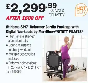 Costco At Home SPX® Reformer Cardio Package with Digital Workouts by MerrithewⓇ/STOTT PILATES® offer