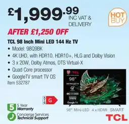 Costco TCL 98 Inch Mini LED 144 Hz TV offer