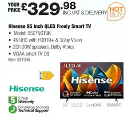 Costco Hisense 55 Inch QLED Freely Smart TV offer