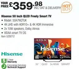 Costco Hisense 50 Inch QLED Freely Smart TV offer