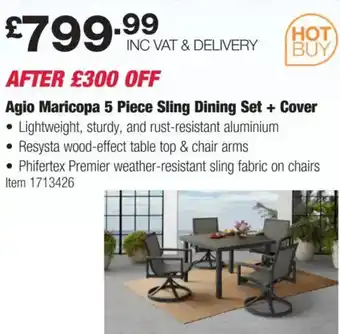 Costco Agio Maricopa 5 Piece Sling Dining Set + Cover offer