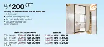 Costco Mustang Heritage Aluminium Internal Single Door offer