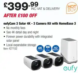 Costco eufyCam 3 Solar 4K - 3 Camera Kit with HomeBase 3 offer