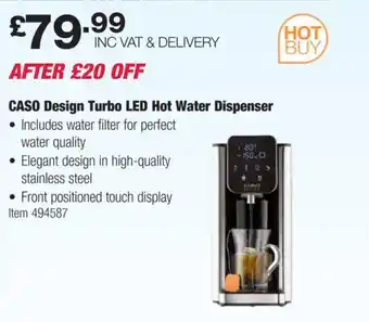 Costco CASO Design Turbo LED Hot Water Dispenser offer