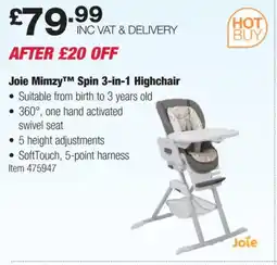 Costco Joie Mimzy™ Spin 3-in-1 Highchair offer