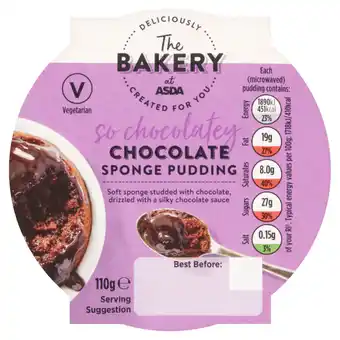 Asda ASDA The Bakery So Chocolatey Chocolate Sponge Pudding 110g offer