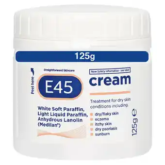 Asda E45 Moisturiser Cream for Dry Skin & Eczema - 125g offer