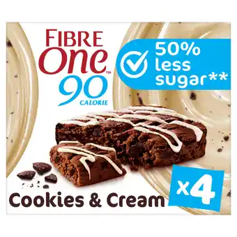 Asda Fibre One 90 Calorie Cookies & Cream Drizzle Squares 4 x 24g (96g) offer