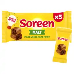 Iceland Soreen Malt Lunchbox Loaves Snack Bars, 5 x 30g offer