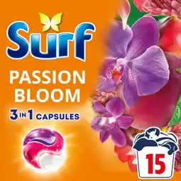 Asda Surf 3 in 1 Laundry Washing Detergent Capsules Passion Bloom 15 washes offer