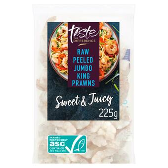 Sainsbury's Sainsbury's Frozen Raw Peeled Jumbo King Prawns, Taste the Difference 225g offer