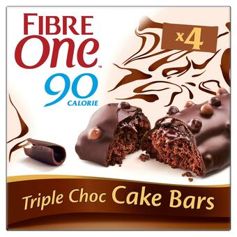 Sainsbury's Fibre One 90 Calorie Triple Choc Cake Bars 4x25g offer