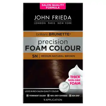 Sainsbury's John Frieda Precision Foam Colour Hair Dye Medium Natural Brown 5N offer