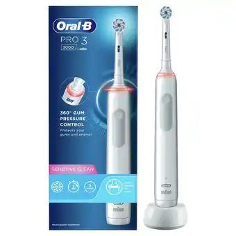 Sainsbury's Oral-B Pro 3 - 3000 - White Electric Sensi Ultrathin Toothbrush Designed By Braun offer