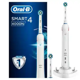 Sainsbury's Oral-B Smart 4000 Cross Action White Electric Rechargeable Toothbrush with Smart App Connectivity offer