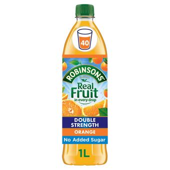 Sainsbury's Robinsons Double Strength No Added Sugar Fruit Squash Orange 1L offer