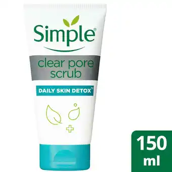 Sainsbury's Simple Daily Skin Detox Clear Pore Scrub 150ml offer