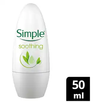 Sainsbury's Simple Soothing Anti-perspirant Deodorant Roll-on 50ml offer