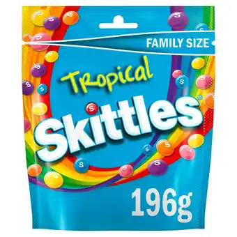 Sainsbury's Skittles Tropical Sweets Family Size Pouch Bag 196g offer