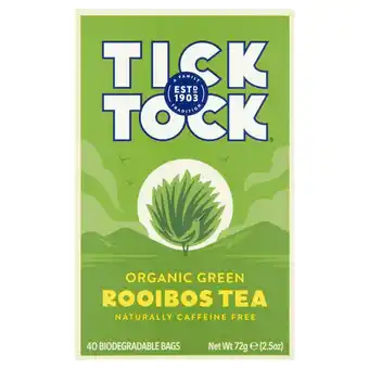 Sainsbury's Tick Tock Organic Green Rooibos Tea Biodegradable Bags x40 72g offer