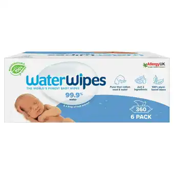 Sainsbury's Waterwipes Sensitive Biodegradable Baby Wipes 6x60 offer