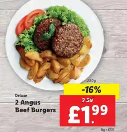 Lidl Deluxe 2 Angus Beef Burgers offer