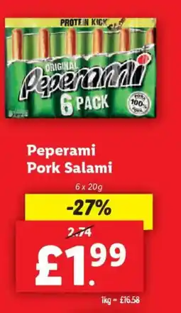 Lidl Peperami Pork Salami offer