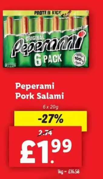 Lidl Peperami Pork Salami offer